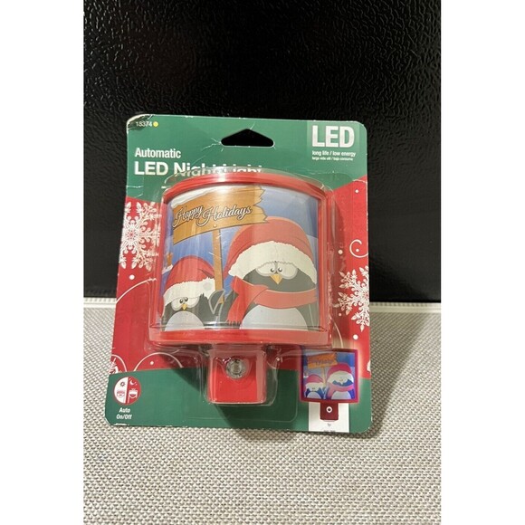 Vintage Jasco Holiday Christmas Penguins LED Nightlight NOS - Picture 2 of 9